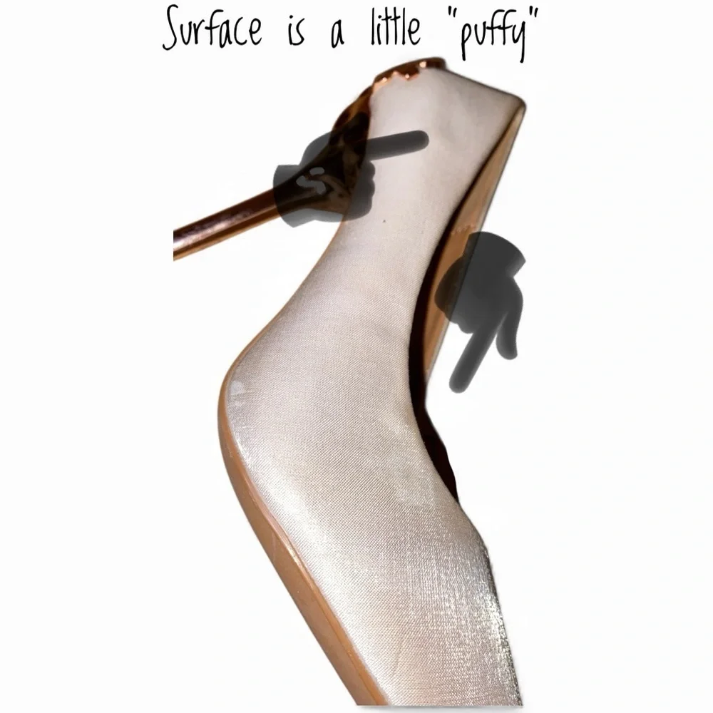 BIGTREE Champagne Beige Pumps Rose Gold Stiletto Ornate Metal Heels SZ US 5/EU35